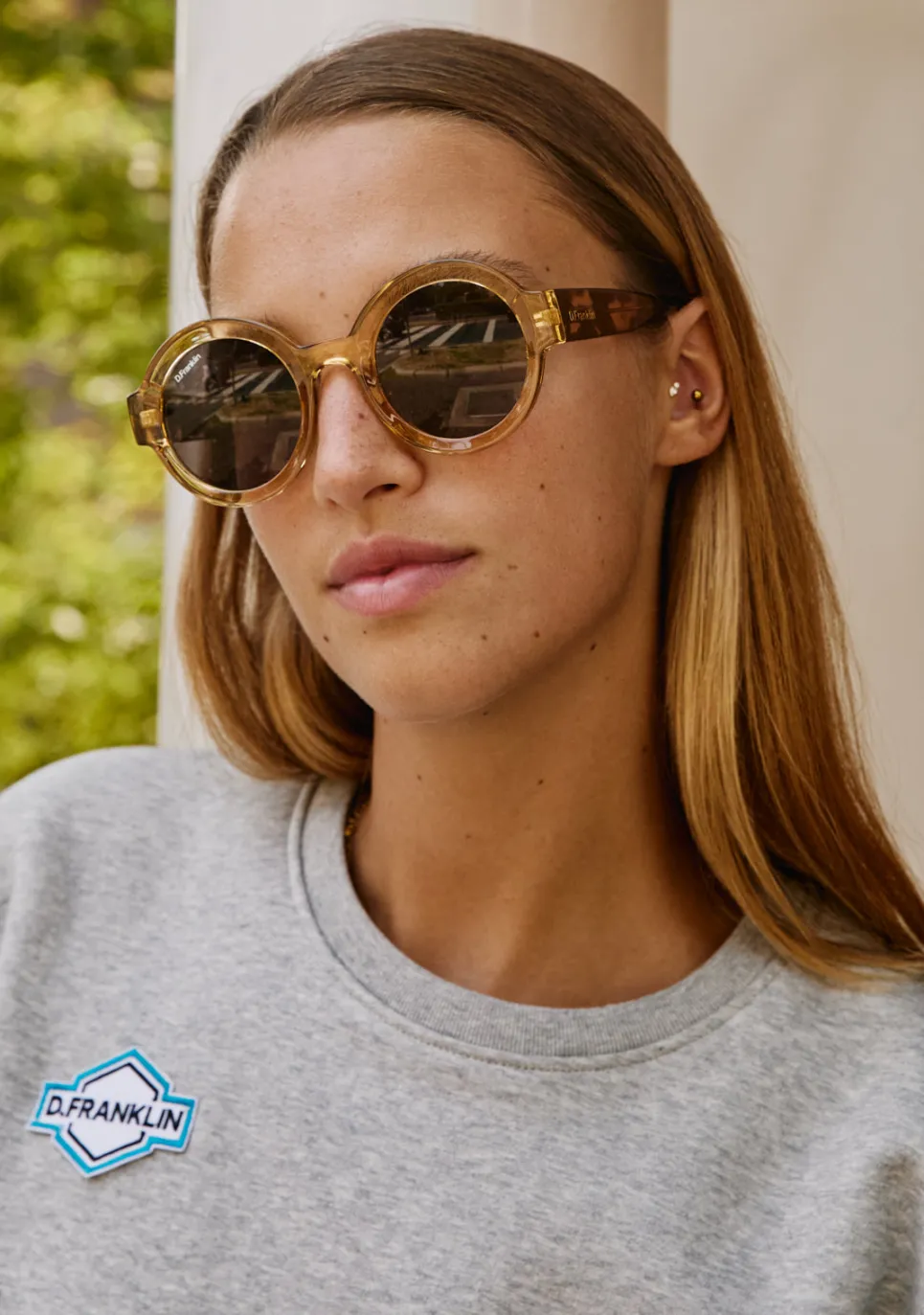 D.Franklin 913 Amber / Smoke|Damen Runde Sonnenbrillen