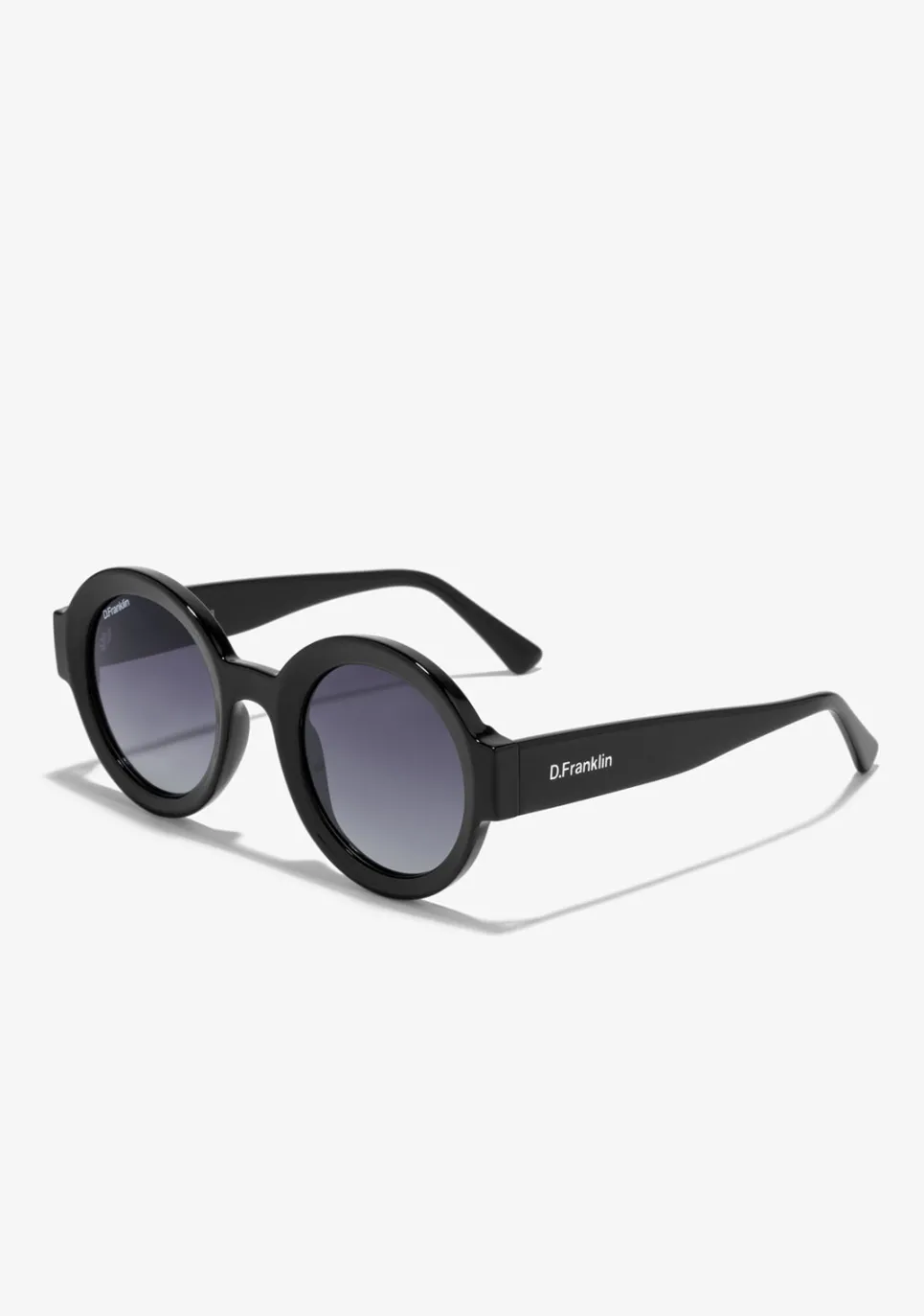 D.Franklin 913 Shiny Black / Gradient Smoke|Damen Runde Sonnenbrillen|Polarisierte Sonnenbrillen