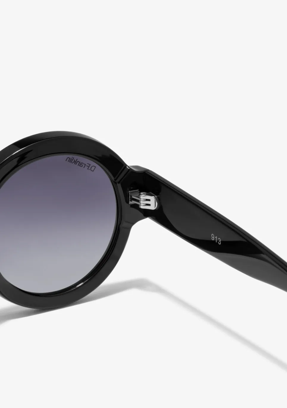 D.Franklin 913 Shiny Black / Gradient Smoke|Damen Runde Sonnenbrillen|Polarisierte Sonnenbrillen
