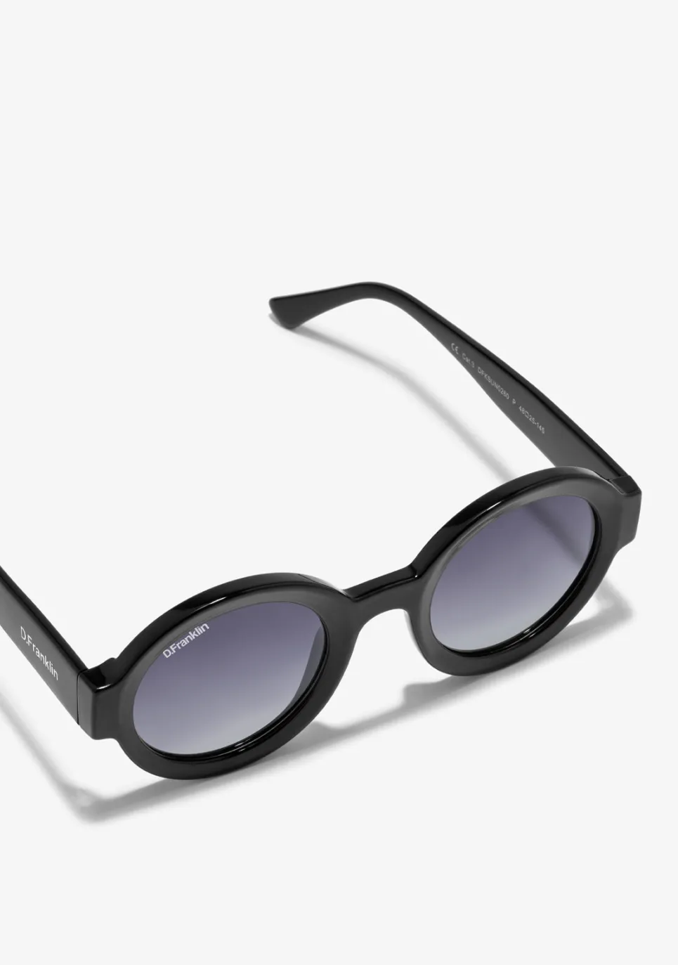 D.Franklin 913 Shiny Black / Gradient Smoke|Damen Runde Sonnenbrillen|Polarisierte Sonnenbrillen