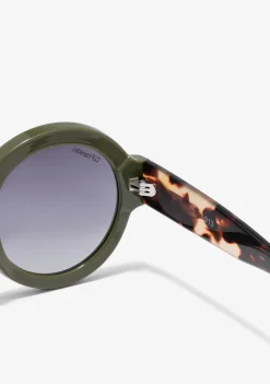 D.Franklin 913 Shiny Green / Gradient Smoke|Damen Runde Sonnenbrillen|Polarisierte Sonnenbrillen