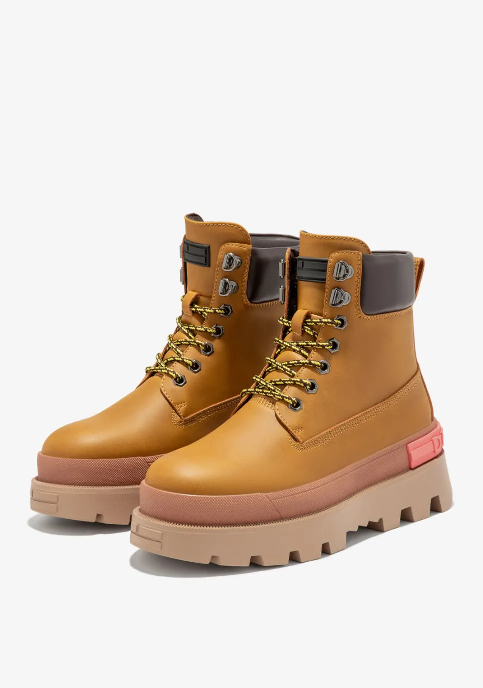D.Franklin All Track Brown|Damen Plattform-Stiefel|Lässige Stiefel