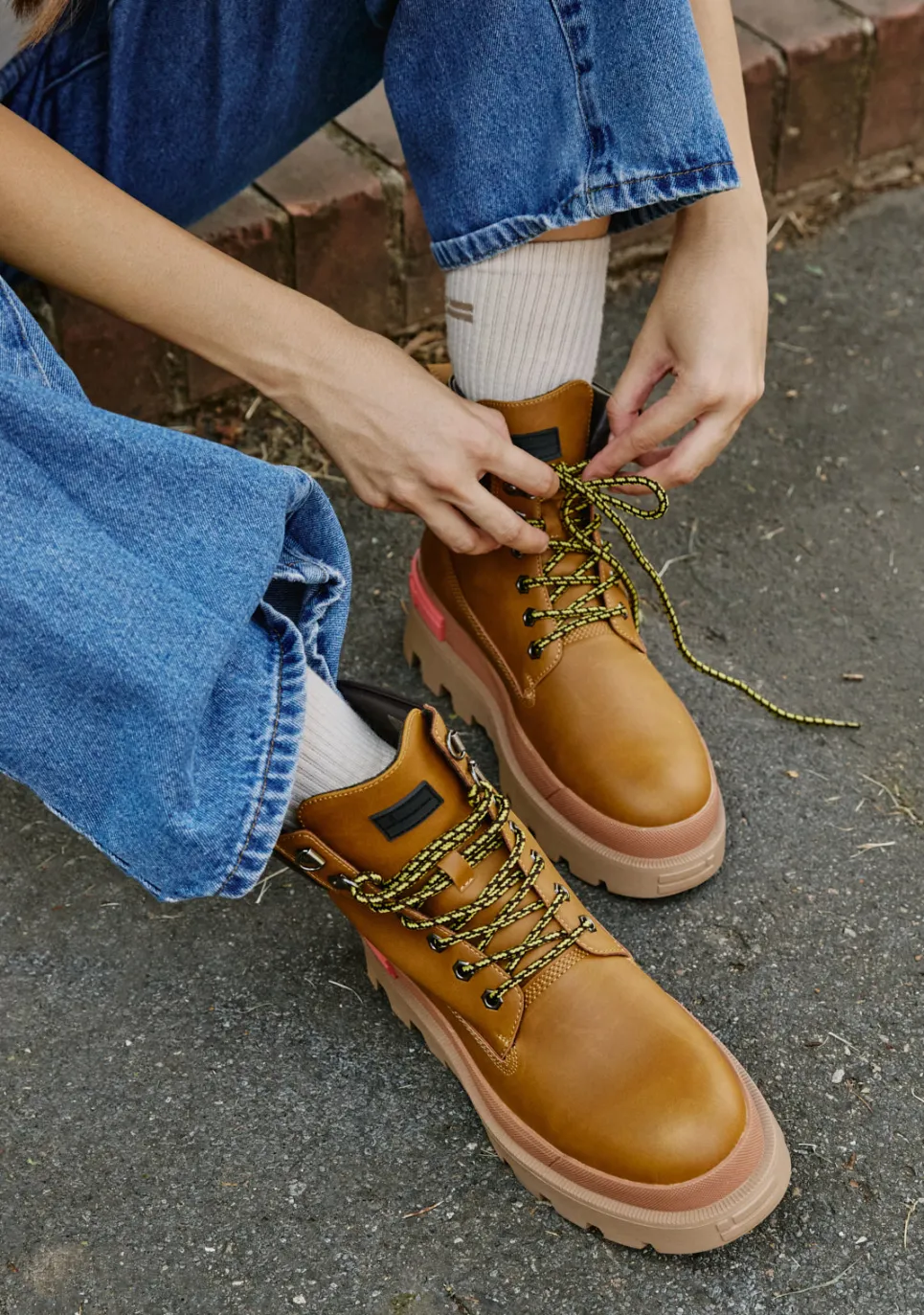 D.Franklin All Track Brown|Damen Plattform-Stiefel|Lässige Stiefel