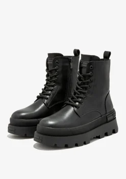 D.Franklin All Track Full Black|Damen Plattform-Stiefel|Lässige Stiefel