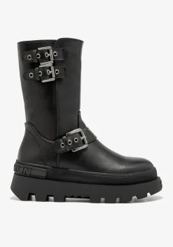 D.Franklin All Track Moto Black|Damen Plattform-Stiefel|Lässige Stiefel