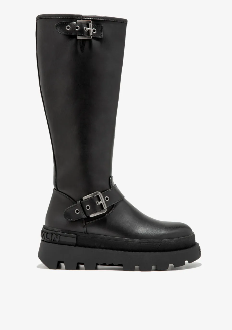 D.Franklin All Track Moto High Black|Damen Plattform-Stiefel|Lässige Stiefel