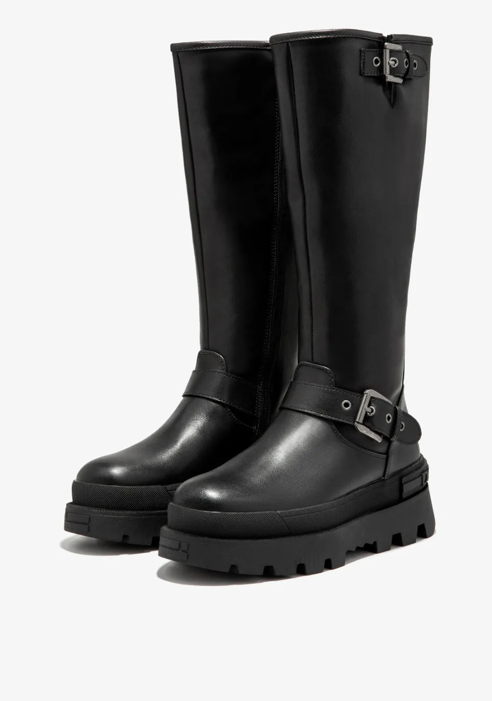 D.Franklin All Track Moto High Black|Damen Plattform-Stiefel|Lässige Stiefel