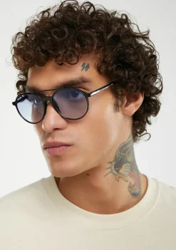 D.Franklin America Round Black / Grad Blue|Damen Pilotenbrillen|Runde Sonnenbrillen
