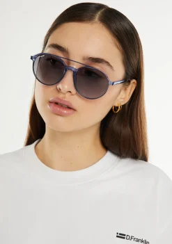 D.Franklin America Round Crystal Blue / Grad Blue|Damen Pilotenbrillen|Runde Sonnenbrillen