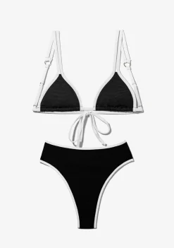 D.Franklin Aruba Top + Wake Bottom Bikini Black|Damen Bikinis Und Einteiler
