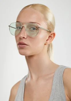 D.Franklin Aviator Legacy Silver / Green|Damen Pilotenbrillen|Pilotenbrillen