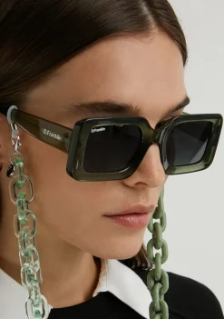 D.Franklin Bahamas Crystal Green / Smoke Green|Damen Eckige Sonnenbrillen|Polarisierte Sonnenbrillen