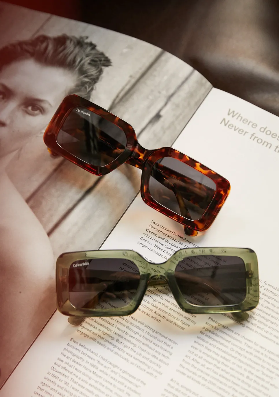 D.Franklin Bahamas Crystal Green / Smoke Green|Damen Eckige Sonnenbrillen|Polarisierte Sonnenbrillen