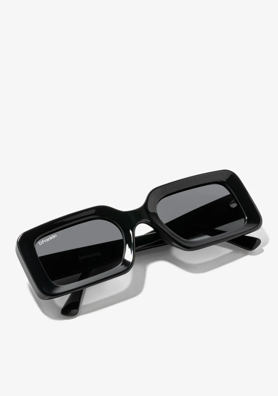 D.Franklin Bahamas Shiny Black / Smoke|Damen Eckige Sonnenbrillen|Polarisierte Sonnenbrillen