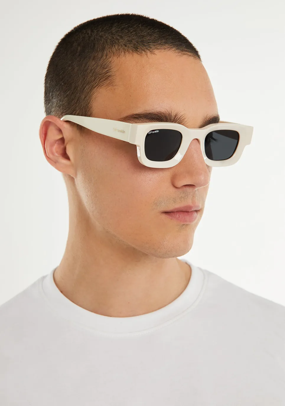 D.Franklin Bermuda Shiny White / Smoke|Damen Polarisierte Sonnenbrillen|Polarisierte Sonnenbrillen