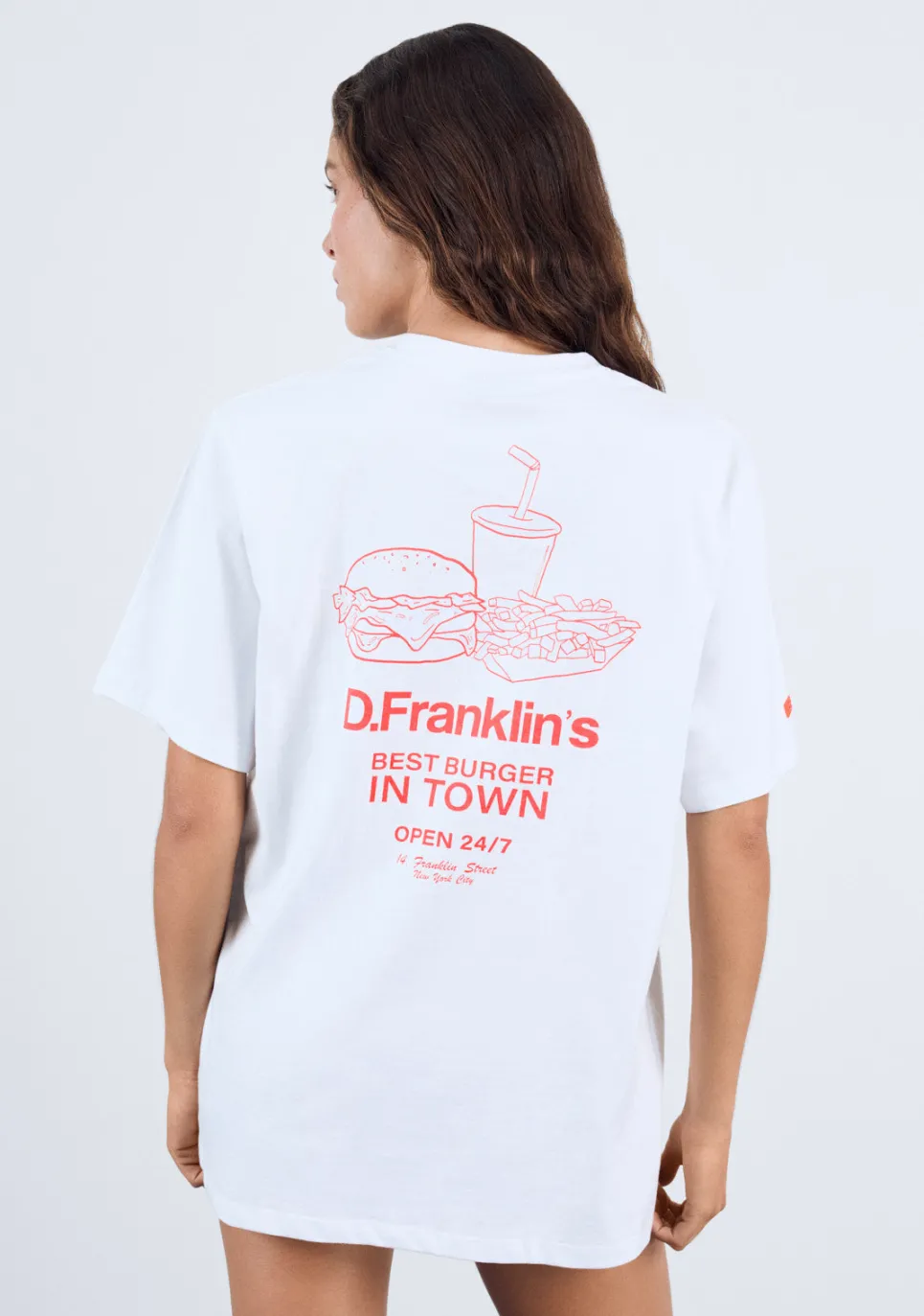 D.Franklin Best Burger T-Shirt White / Orange|Damen T-Shirts|T-Shirts