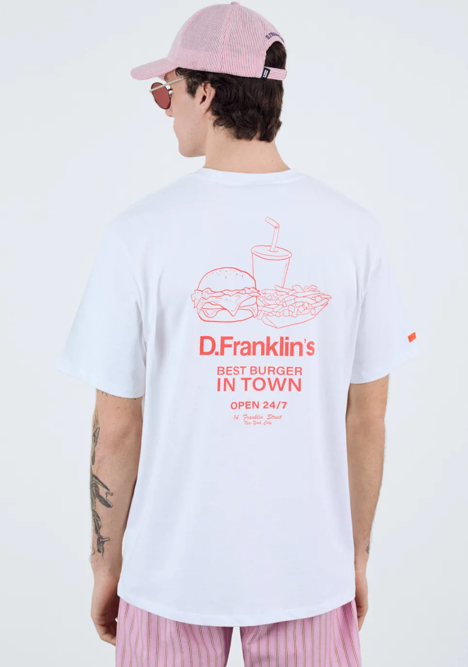 D.Franklin Best Burger T-Shirt White / Orange|Damen T-Shirts|T-Shirts