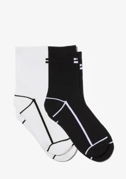 D.Franklin Black & White Lines Socks 2 Pack|Damen Socken|Socken