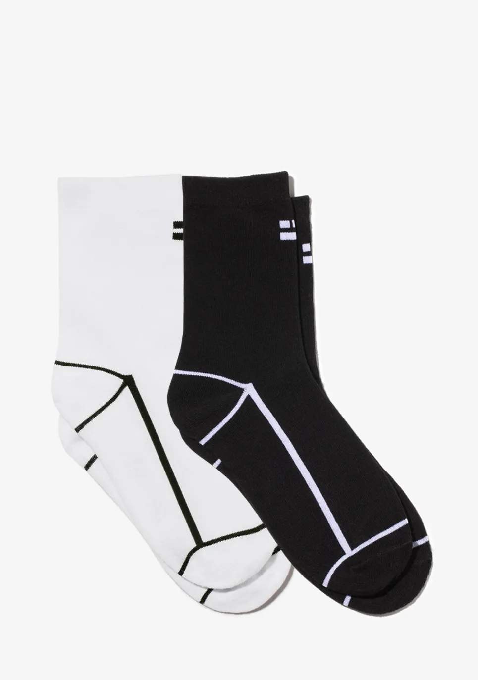 D.Franklin Black & White Lines Socks 2 Pack|Damen Socken|Socken