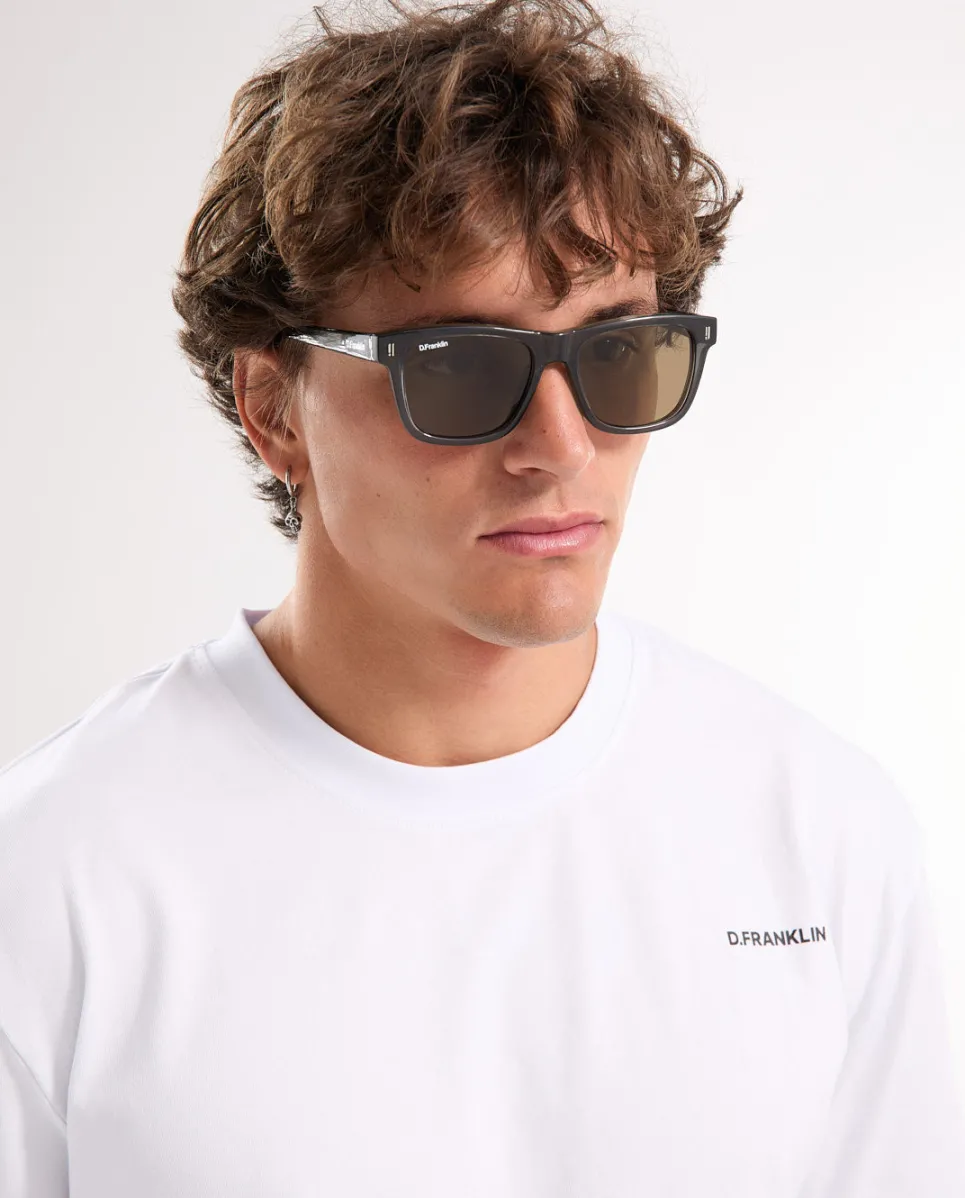 D.Franklin Boyd Dark Grey / Brown|Damen Polarisierte Sonnenbrillen|Eckige Sonnenbrillen