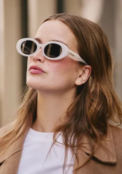 D.Franklin Capri Off-White / Black|Damen Ovale Sonnenbrillen|Ovale Sonnenbrillen