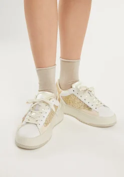 D.Franklin Court Basic Glitter Gold|Damen Plattform-Sneakers|Sneakers