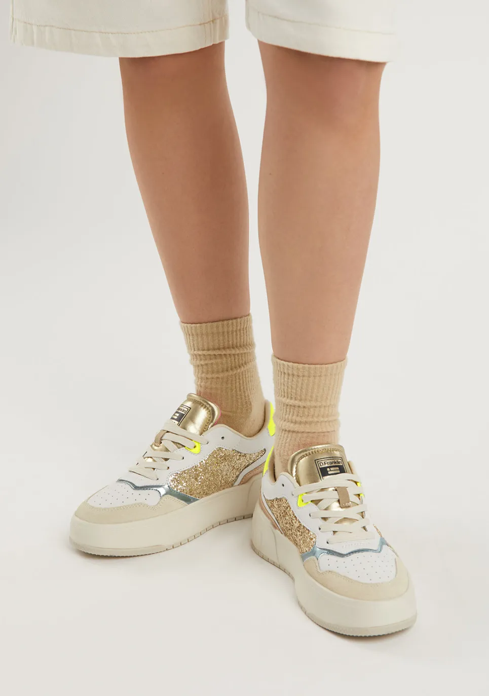 D.Franklin Court Basic Glitter Gold / Multi|Damen Plattform-Sneakers|Sneakers
