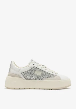 D.Franklin Court Basic Glitter Silver|Damen Plattform-Sneakers|Sneakers