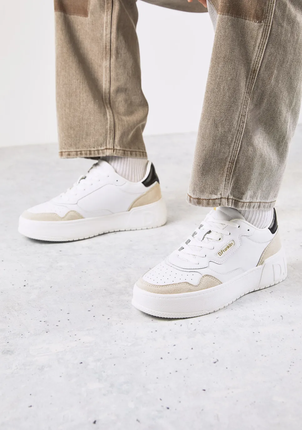 D.Franklin Court Basic Leather White / Black|Herren Sneakers