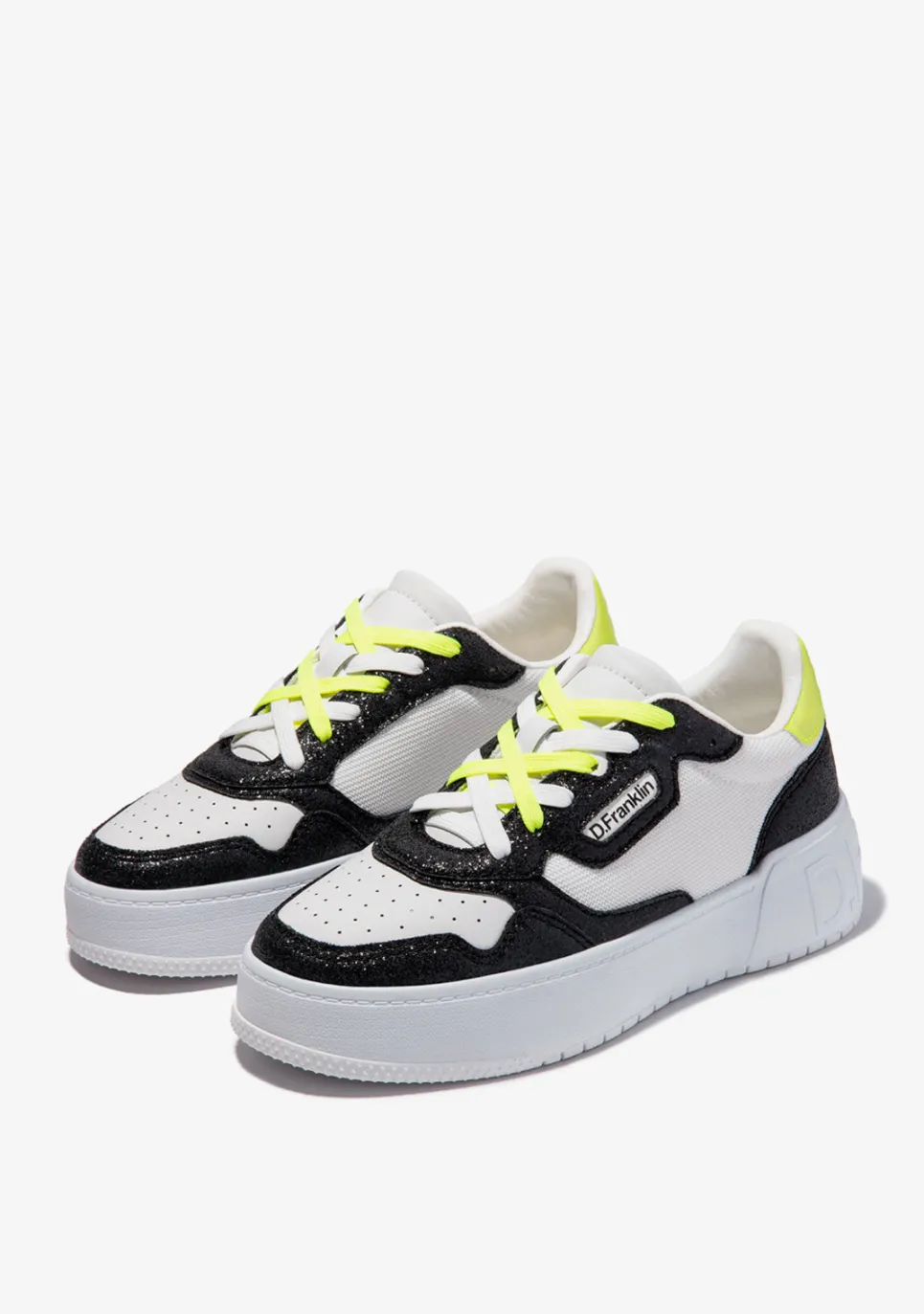 D.Franklin Court Basic Mesh Glitter Black|Damen Plattform-Sneakers|Sneakers