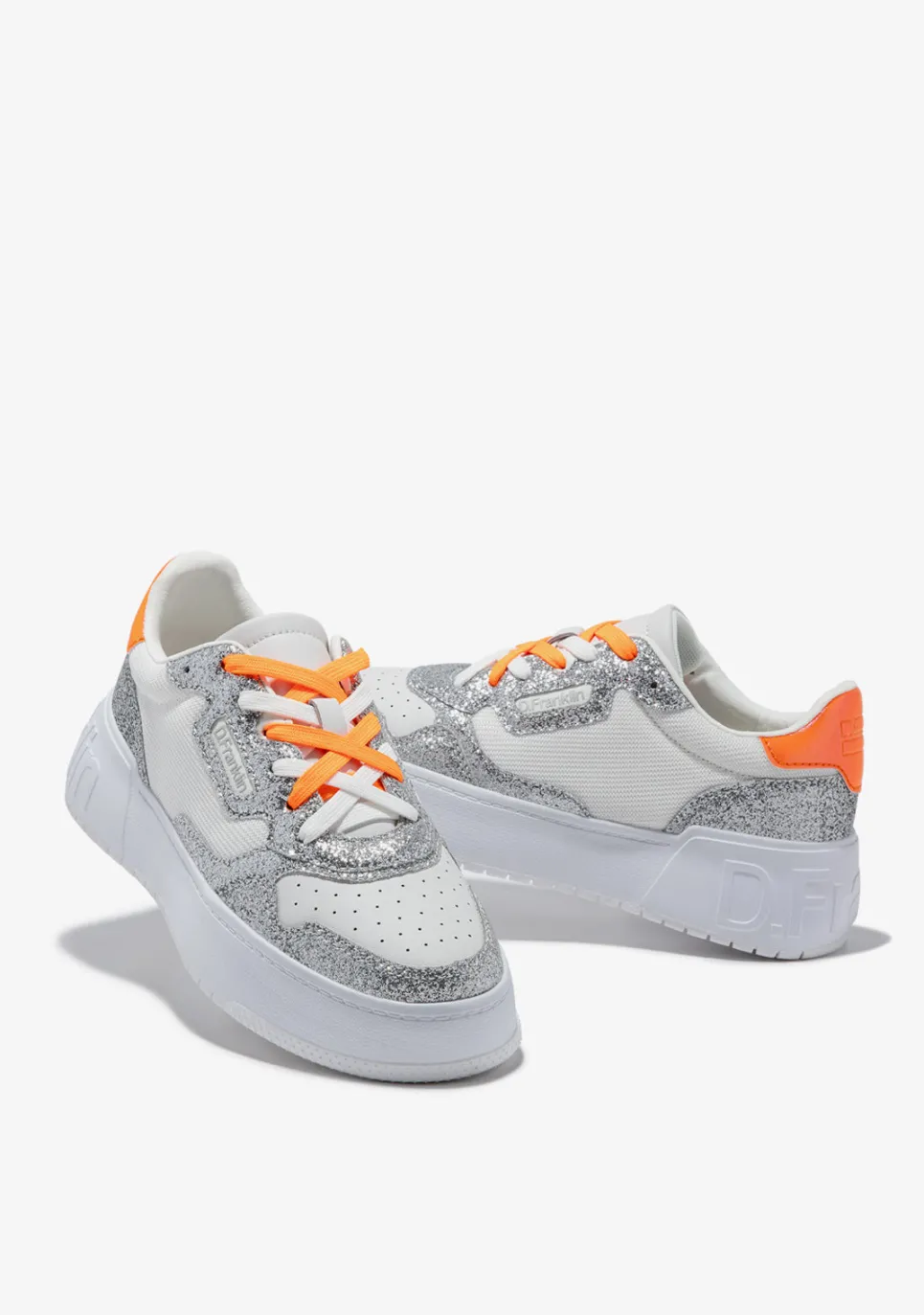 D.Franklin Court Basic Mesh Glitter Silver|Damen Plattform-Sneakers|Sneakers