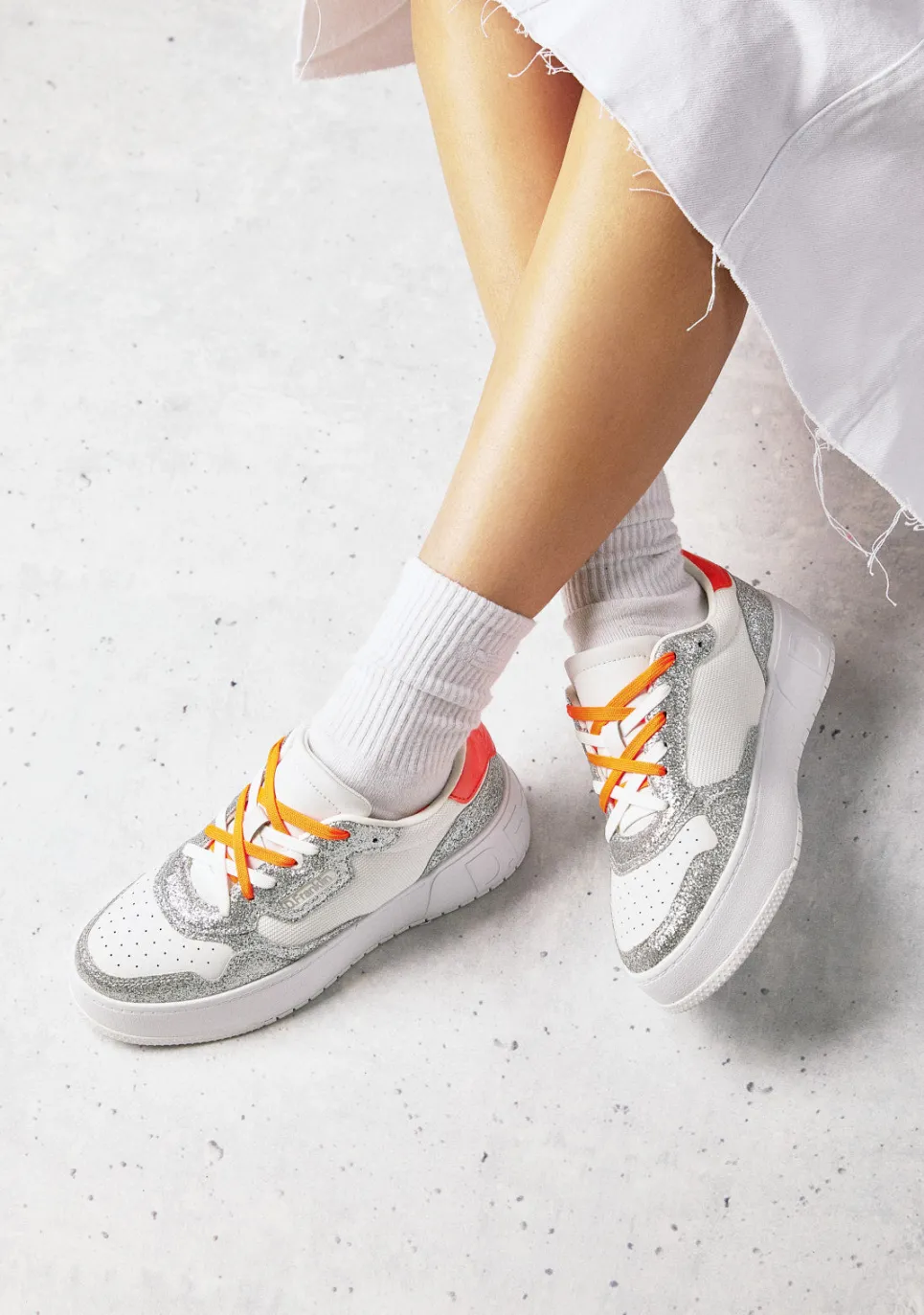 D.Franklin Court Basic Mesh Glitter Silver|Damen Plattform-Sneakers|Sneakers