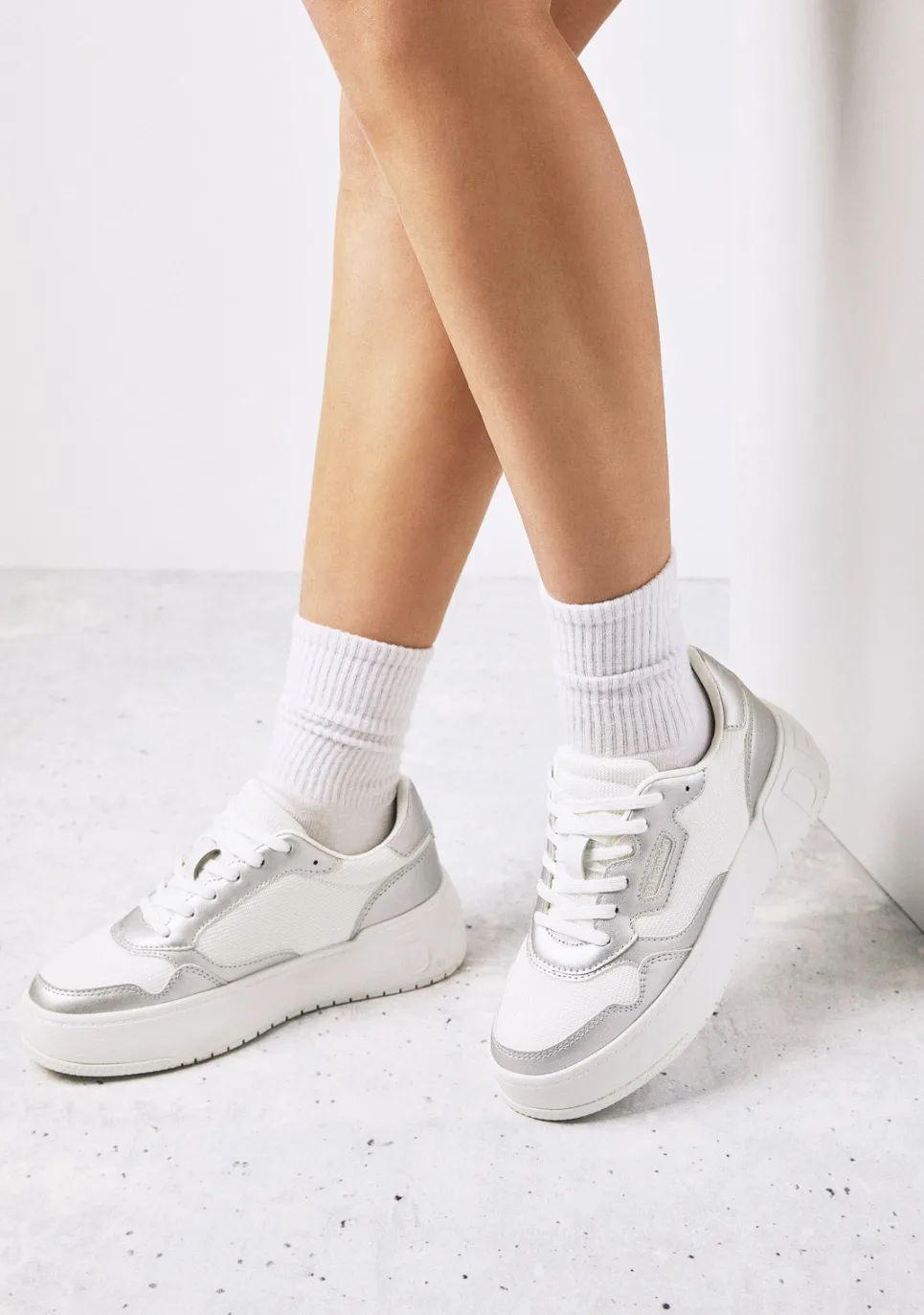 D.Franklin Court Basic Mesh Silver|Damen Plattform-Sneakers|Sneakers