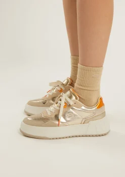 D.Franklin Court Basic Snake Gold|Damen Plattform-Sneakers|Sneakers