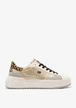 D.Franklin Court Basket Gold / Leopard|Damen Plattform-Sneakers|Sneakers