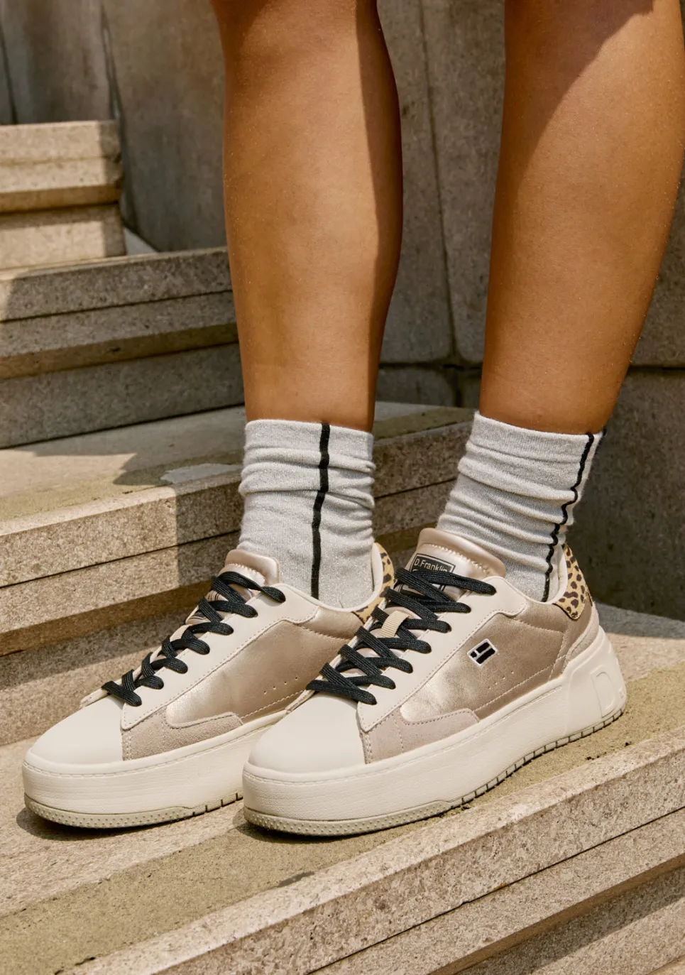 D.Franklin Court Basket Gold / Leopard|Damen Plattform-Sneakers|Sneakers