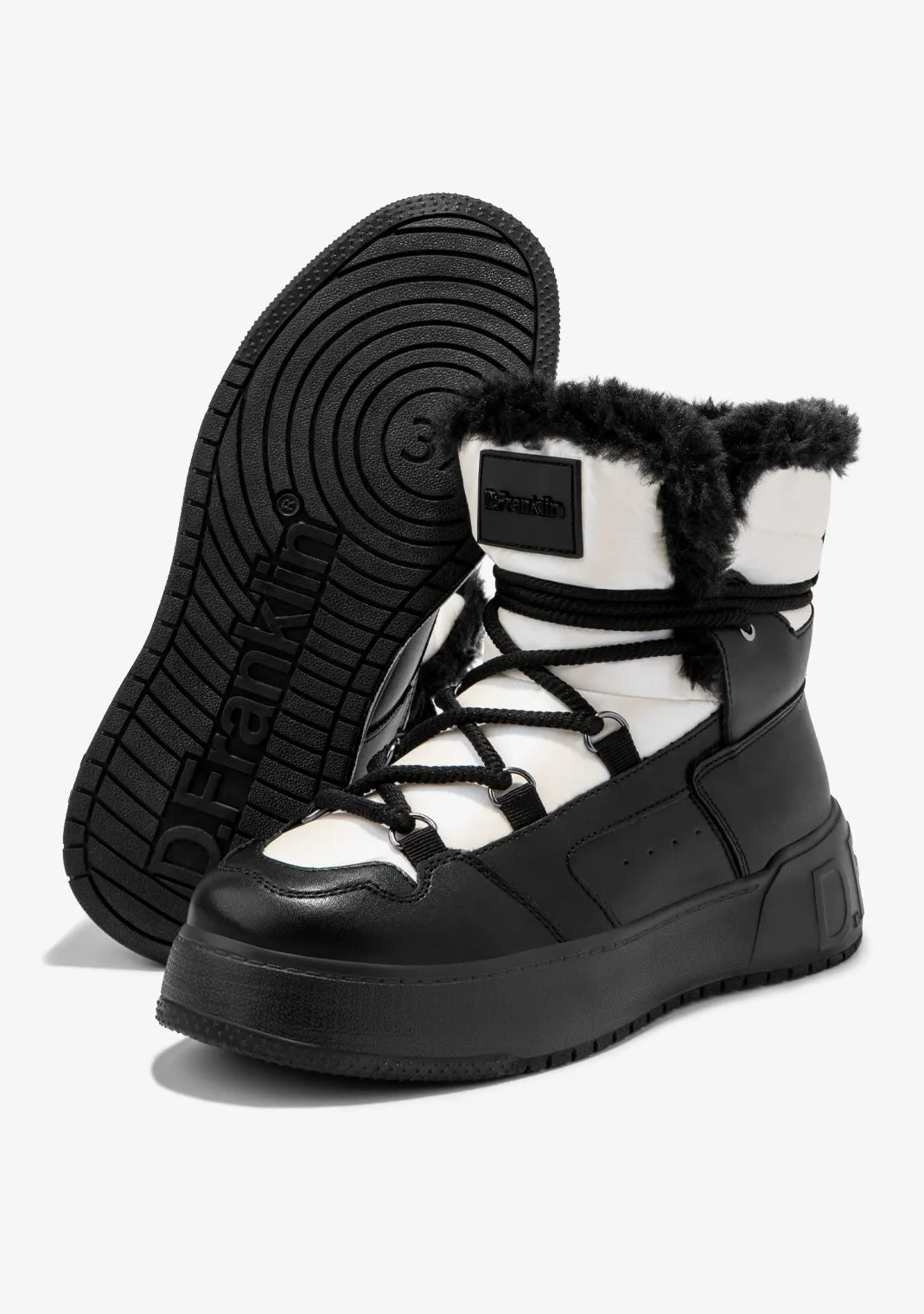 D.Franklin Court Bomb V2 White|Damen Plattform-Stiefel|Stiefel