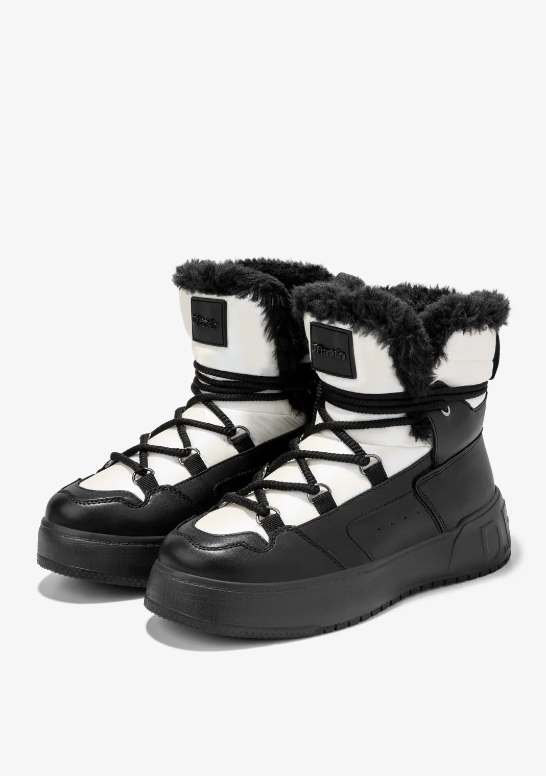 D.Franklin Court Bomb V2 White|Damen Plattform-Stiefel|Stiefel