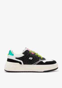D.Franklin Court Flag Glitter Black|Damen Plattform-Sneakers|Sneakers