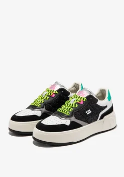 D.Franklin Court Flag Glitter Black|Damen Plattform-Sneakers|Sneakers