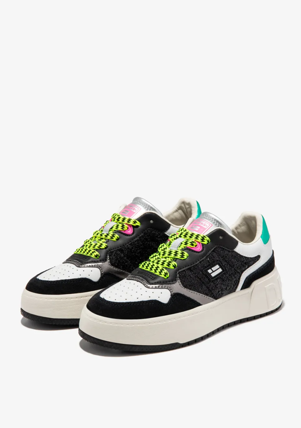 D.Franklin Court Flag Glitter Black|Damen Plattform-Sneakers|Sneakers