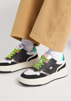 D.Franklin Court Flag Glitter Black|Damen Plattform-Sneakers|Sneakers