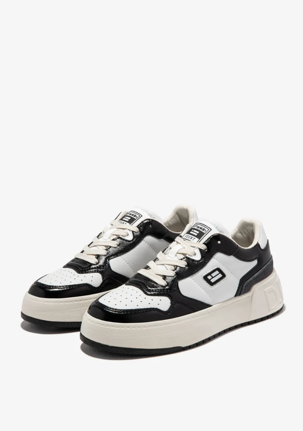 D.Franklin Court Tennis Basic White / Black|Damen Plattform-Sneakers|Sneakers