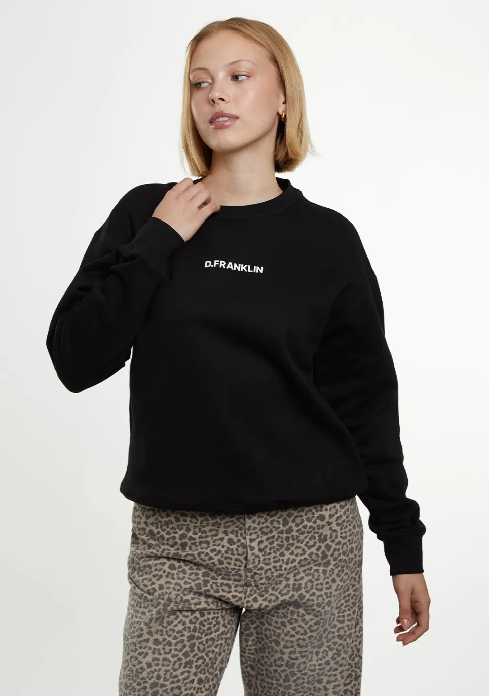 D.Franklin Crewneck Binary Oversize Sweatshirt Black|Damen Sweatshirts|Sweatshirts