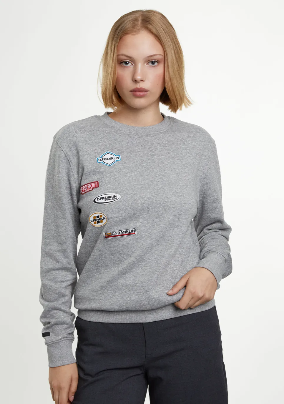 D.Franklin Crewneck Racing Club Sweatshirt Grey|Damen Sweatshirts|Sweatshirts