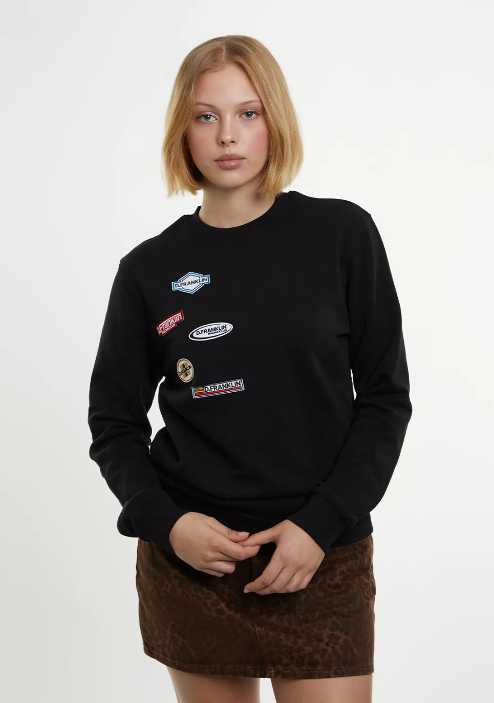 D.Franklin Crewneck Racing Club Sweatshirt Black|Damen Sweatshirts|Sweatshirts