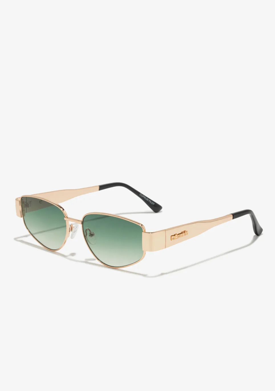 D.Franklin Cuprum Pilot Gold / Gradient Green|Damen Eckige Sonnenbrillen|Eckige Sonnenbrillen