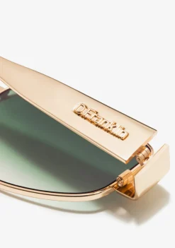 D.Franklin Cuprum Pilot Gold / Gradient Green|Damen Eckige Sonnenbrillen|Eckige Sonnenbrillen