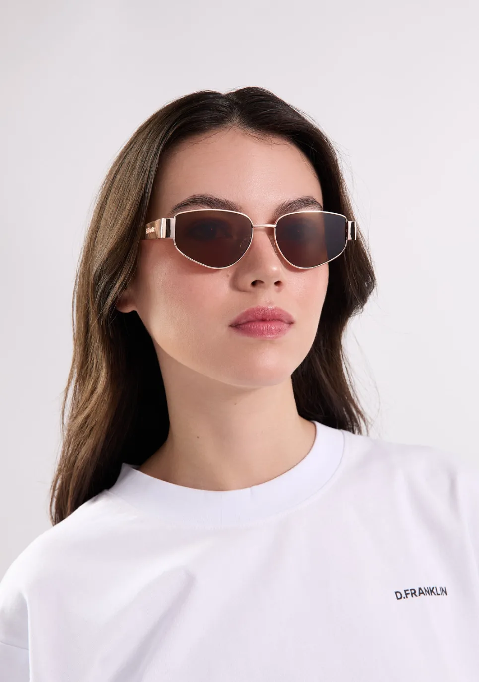 D.Franklin Cuprum Pilot Rose Gold / Brown|Damen Eckige Sonnenbrillen|Eckige Sonnenbrillen