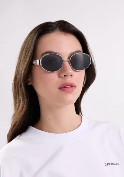 D.Franklin Cuprum Round Silver / Black|Damen Ovale Sonnenbrillen|Ovale Sonnenbrillen